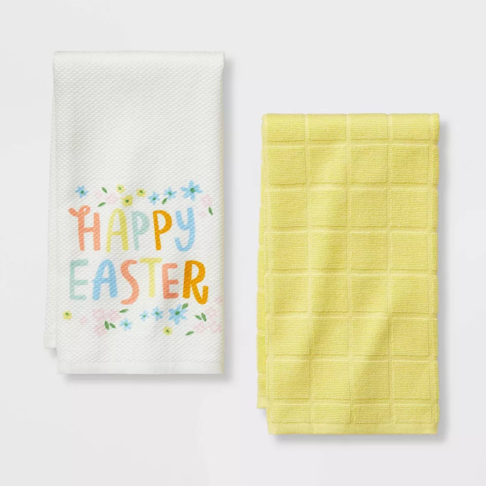 Paquete de 2 paños de cocina de algodón Felices Pascuas