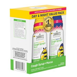 Zarbee's Naturals Tos + Moco Jarabe de día y noche - 4 fl oz