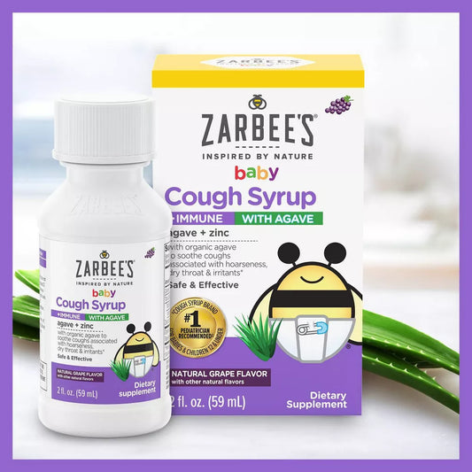 Zarbee's Baby Cough Syrup + Immune with Organic Agave & Zinc - Natural Grape Flavor - 2 fl oz