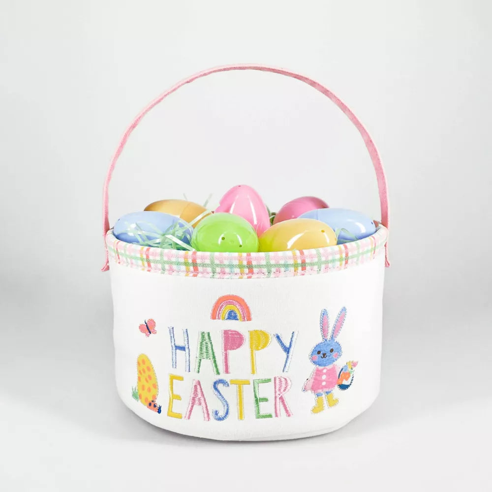 'Felices Pascuas' Cesta Decorativa Base Blanca