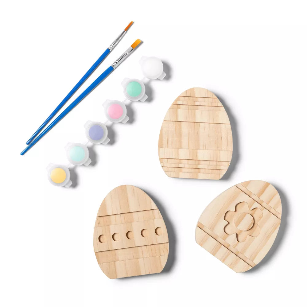 Kit de 6 piezas de huevos de Pascua de madera para pintar