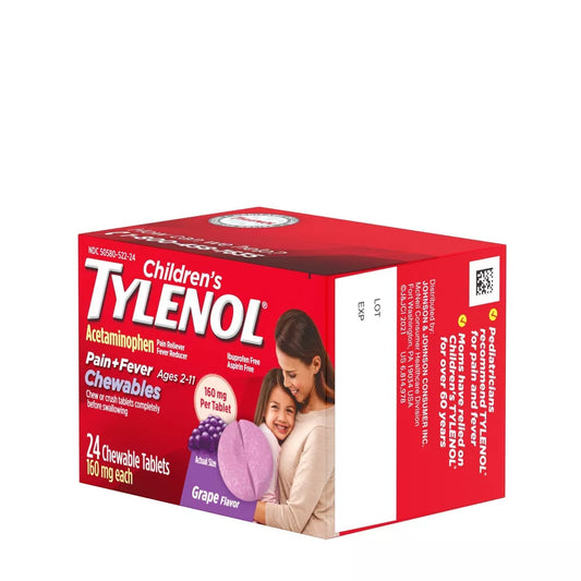 Children's Tylenol Pain + Fever Relief Chewables - Acetaminophen - Grape - 24ct
