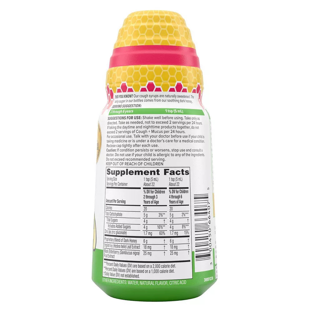 Zarbee’s Kids Cough + Mucus Daytime with Honey, Ivy Leaf, Zinc & Elderberry - Mixed Berry - 4 fl oz