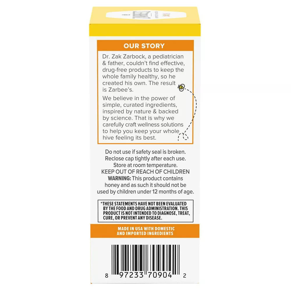 Zarbee's Baby Soothing Cough Syrup with Dark Honey - Natural Peach & Honey Flavor - 2 fl oz