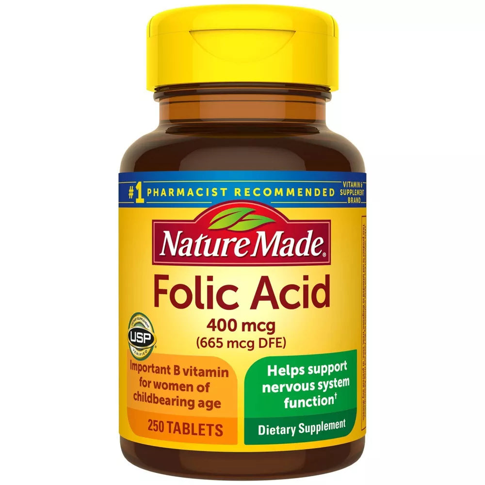 Ácido Fólico 400 mcg (665 mcg DFE) Tabletas - 250ct