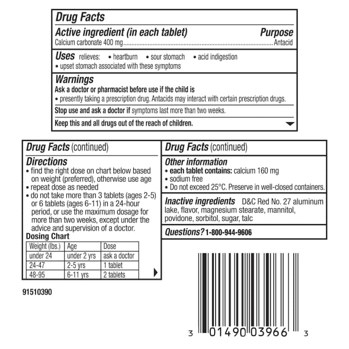 Pepto Kid's Chewable Tablets for Upset Stomach Bubblegum Flavor 24 Ct