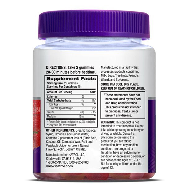 Natrol Melatonin 10mg, Sleep Support, Strawberry Gummies