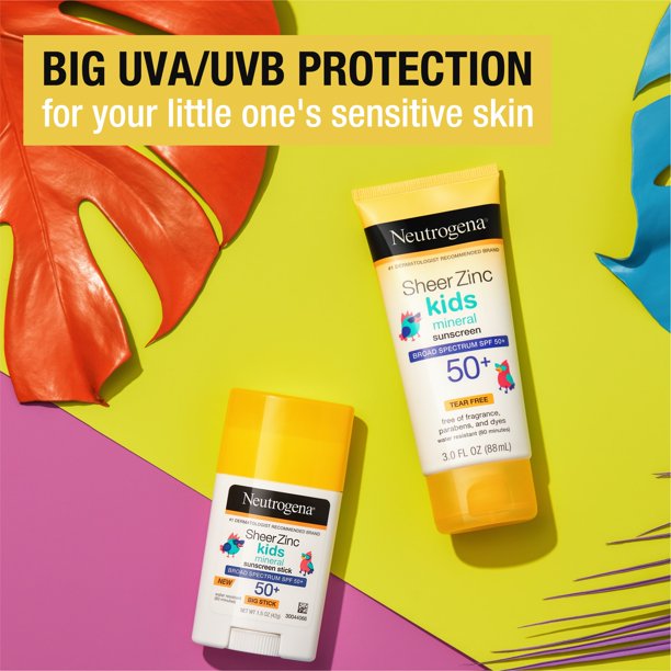 Neutrogena Sheer Zinc Kids Mineral Sunscreen Stick, SPF 50+