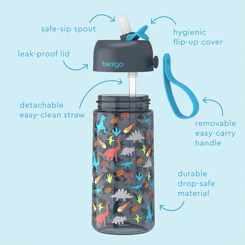 Bentgo Kids Prints Water Bottle Dinosaur
