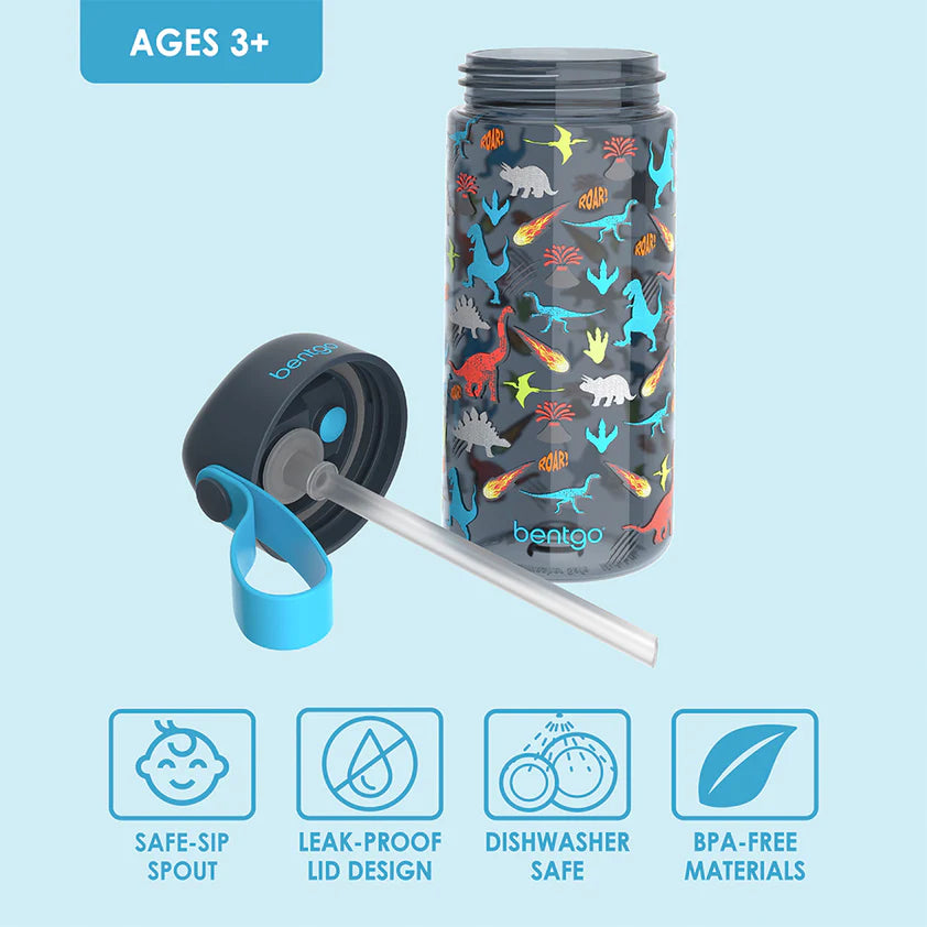 Bentgo Kids Prints Water Bottle Dinosaur