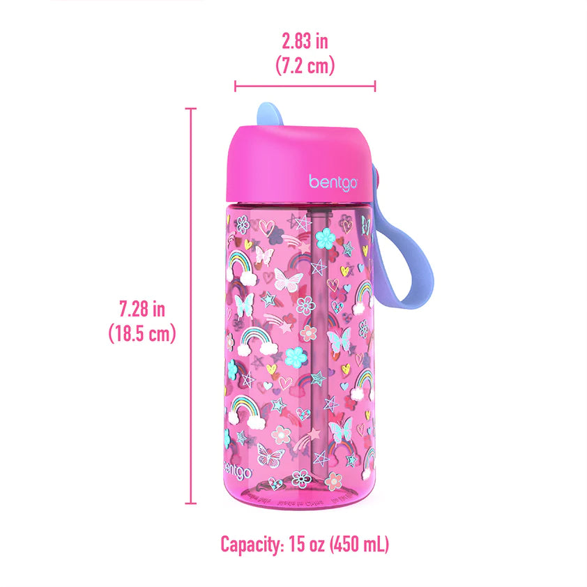 Bentgo Kids Prints Water Bottle Rainbows and Butterflies