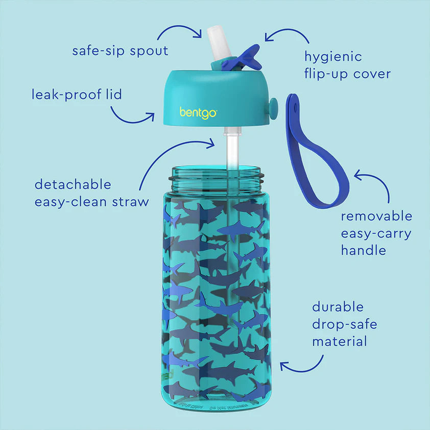 Bentgo Kids Prints Water Bottle Sharks