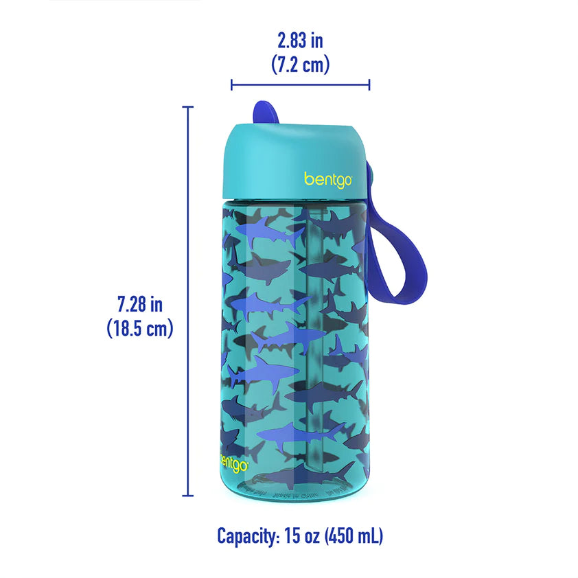 Bentgo Kids Prints Water Bottle Sharks
