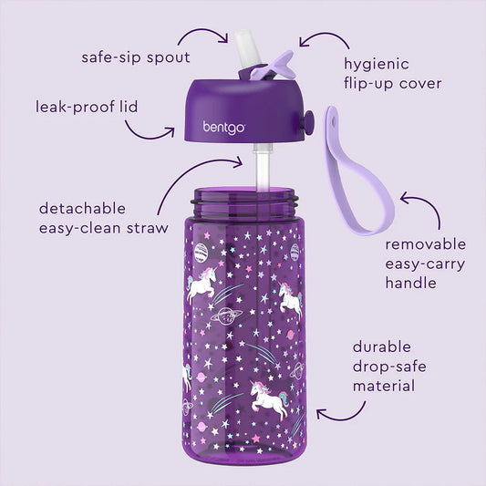 Bentgo Kids Prints Water Bottle Unicorn/Lavender Galaxy