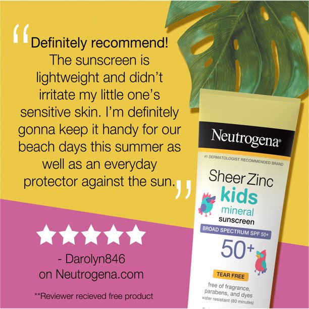 Neutrogena Sheer Zinc Kids Mineral Sunscreen Lotion SPF 50+