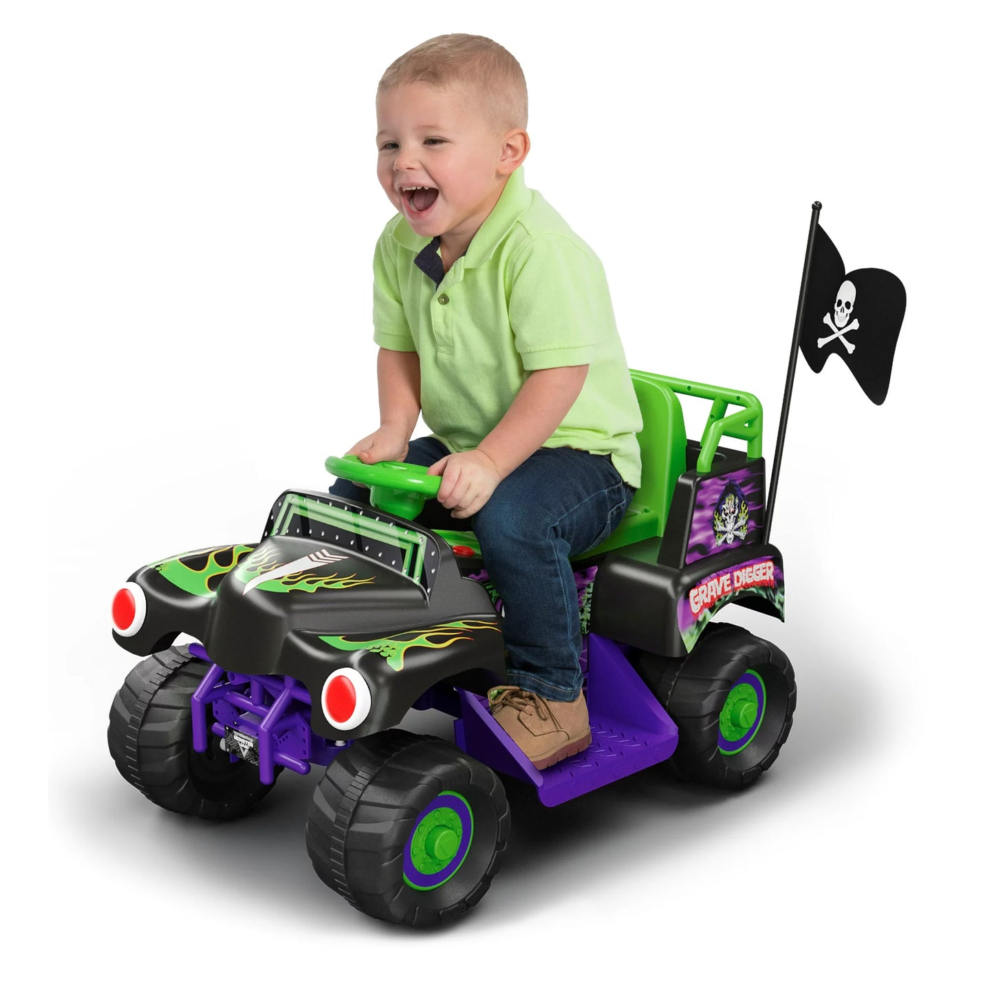 Monster Truck de 6 voltios para excavadora de tumbas, con gráficos auténticos de Monster Jam para niños y niñas de 18 a 36 meses