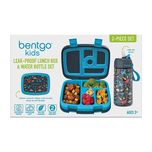 Bentgo Kids Prints Lunch Box & Water Bottle Set Dinosaurs