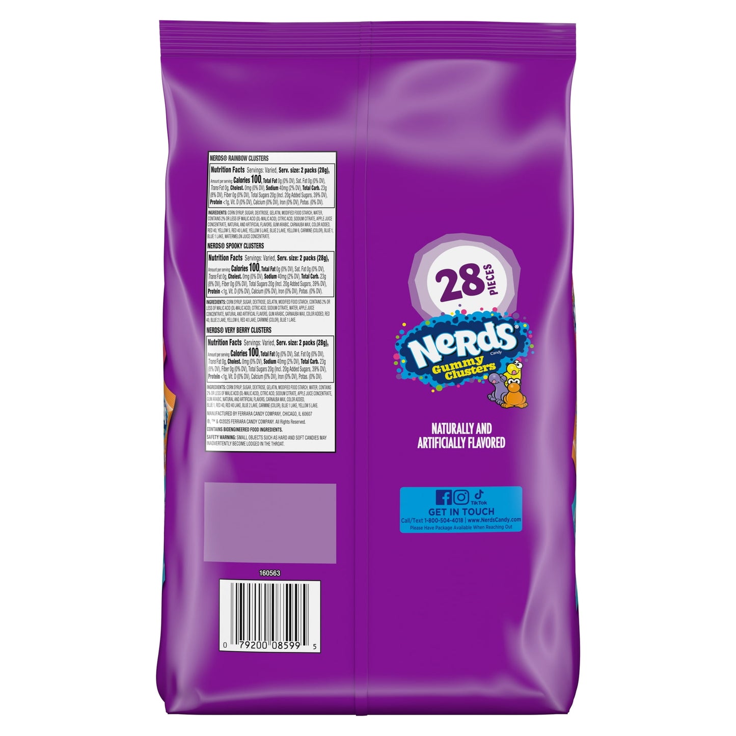 Nerds Gummy Clusters Bolsa Variada de Truco O Trato, Espeluznante, Arcoíris, Muy Baya, Dulces de Halloween, 28 Piezas, 14 Onzas