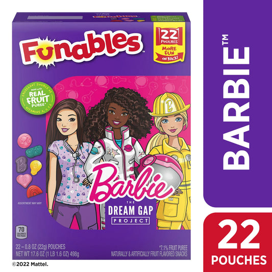 Funables Barbie Fruit Flavored Fruit Snacks, 17.6 oz, 22 Count