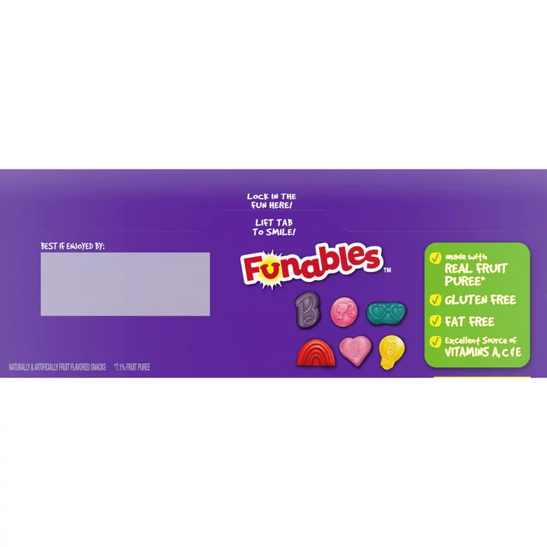 Funables Barbie Fruit Flavored Fruit Snacks, 17.6 oz, 22 Count