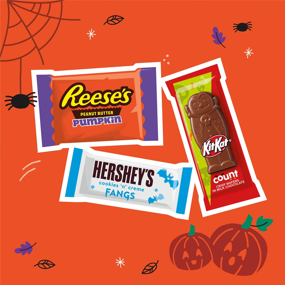 Surtido de dulces de Halloween de Hershey's, Kit Kat y Reese's,