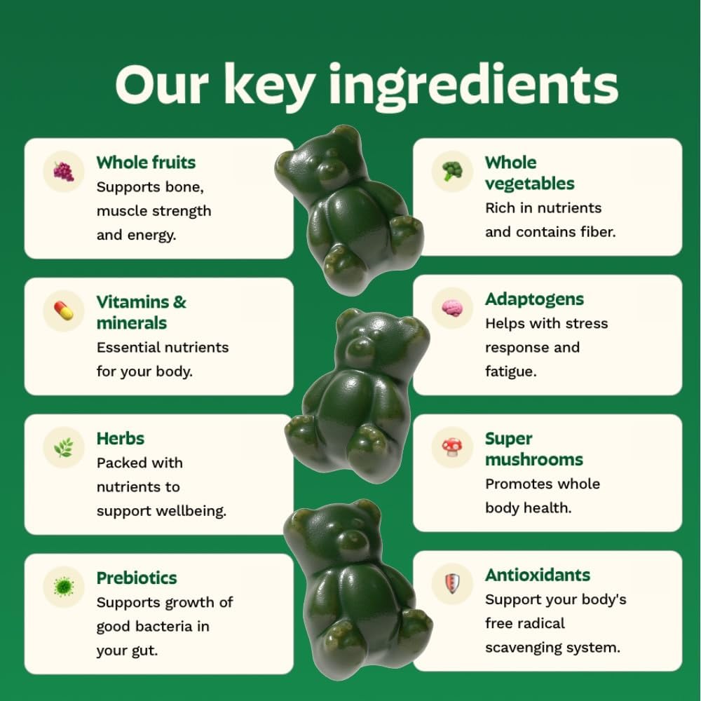 Gruns Gomitas multivitamínicas Super Greens para adultos