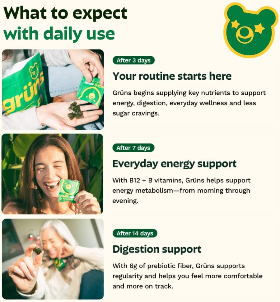 Gruns Gomitas multivitamínicas Super Greens para adultos