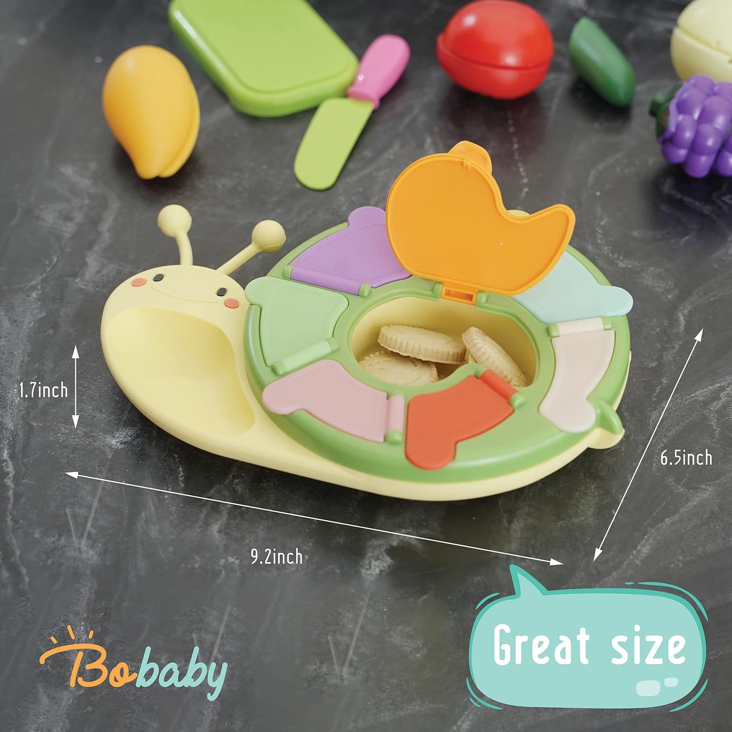 Snack de caracol  Caja de aperitivos de silicona para niños pequeños y bebés Rosa