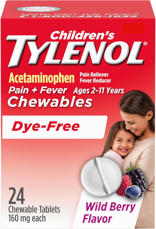 Tylenol para niños sin colorantes, masticables, 160 mg