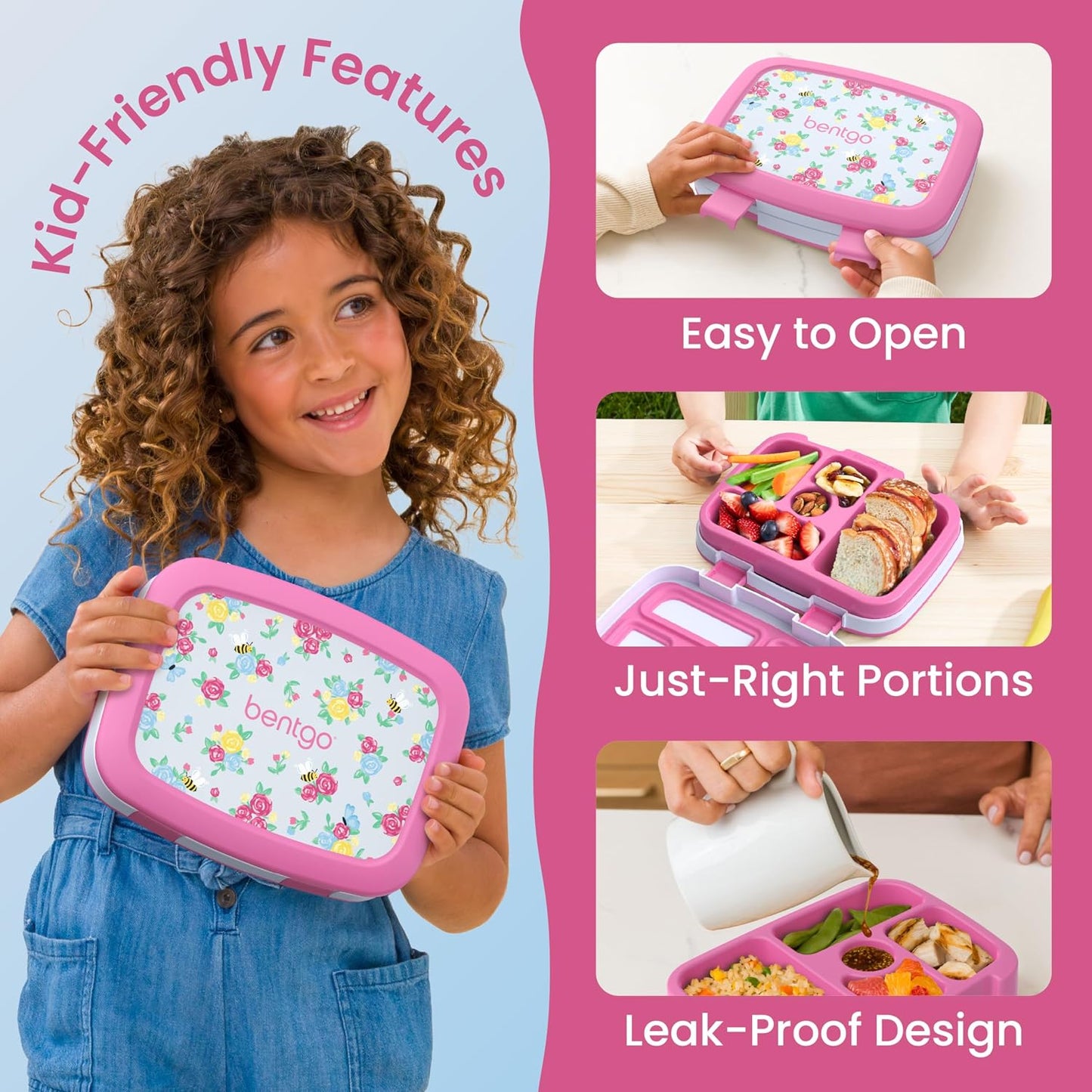 Bentgo Kids Prints Lunch Box Flores florecientes.