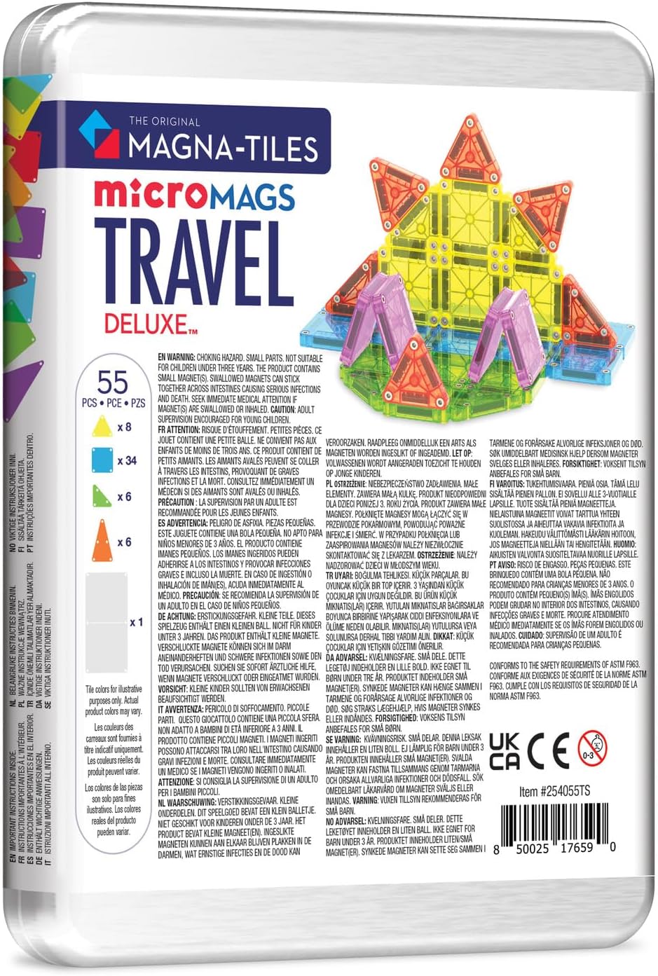 Magna-Tiles microMAGS Set de Viaje Deluxe de 55 Piezas