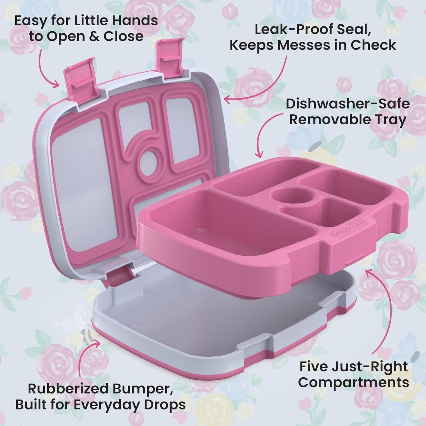 Bentgo Kids Prints Lunch Box Flores florecientes.