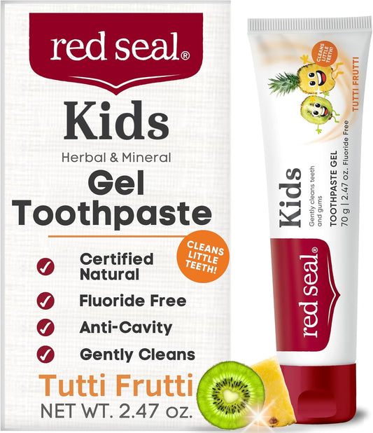 Pasta de dientes para niños, sabor Tutti Frutti, sin flúor, sin colores sintéticos, sin parabenos ni SLS, vegano, sin crueldad, certificado NATRUE