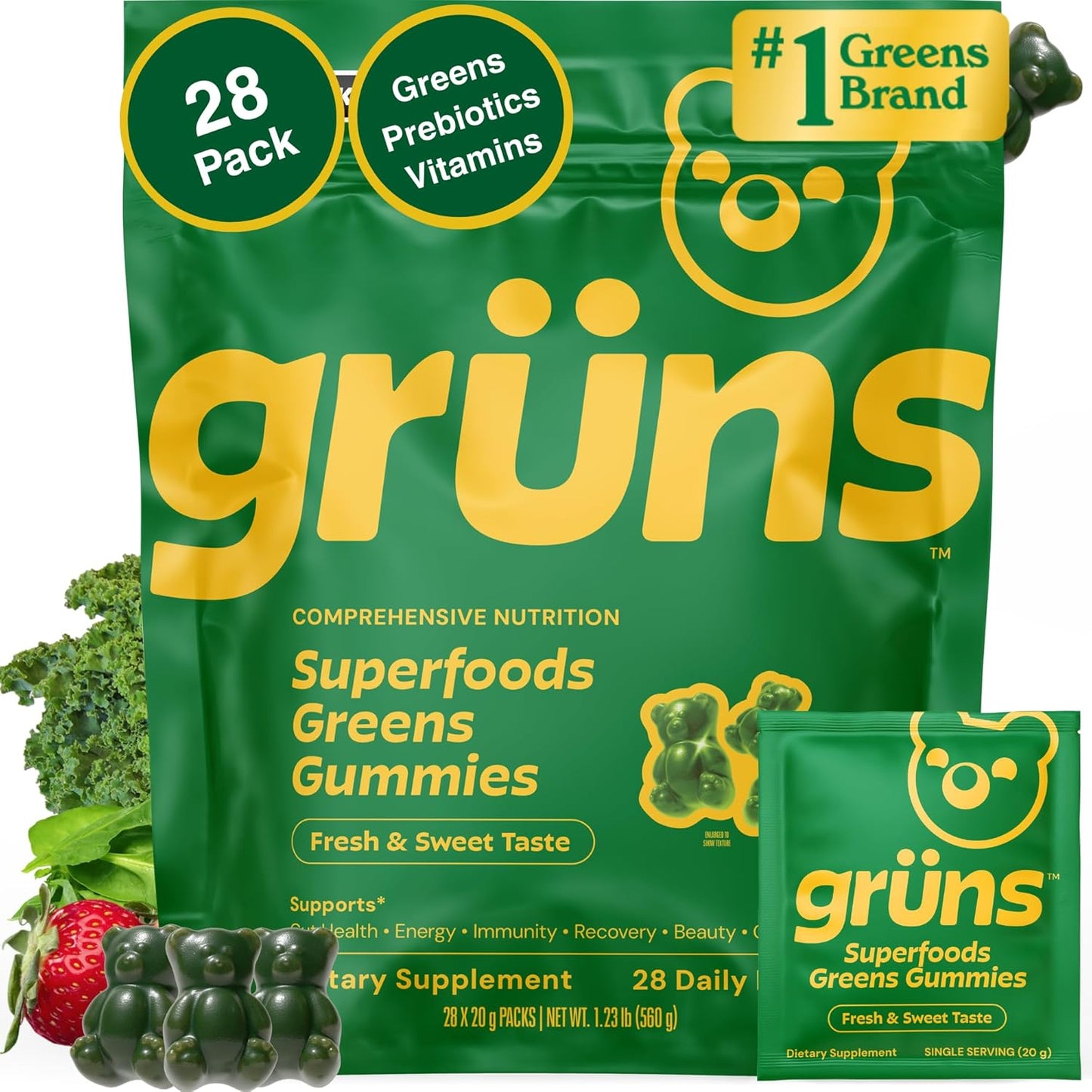 Gruns Gomitas multivitamínicas Super Greens para adultos