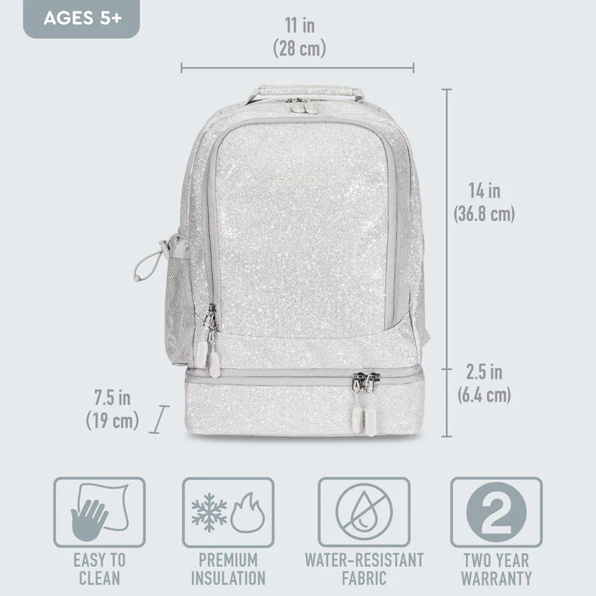 Bentgo Kids 2-in-1 Backpack & Lunch Silver Glitter