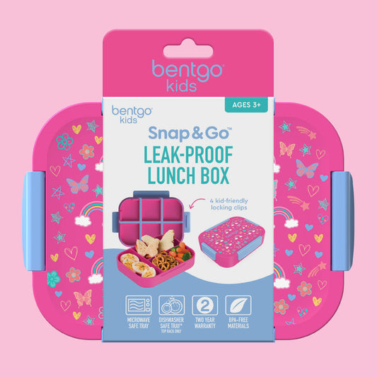 Bentgo Kids Snap & Go Lunch Box Rainbows and Butterflies