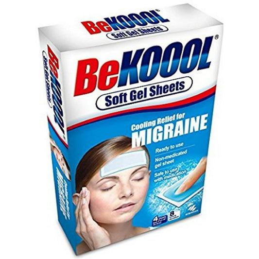 Be Koool Alivio Refrescante para las Hojas de Gel Suave de Migraña, 4 Unidad