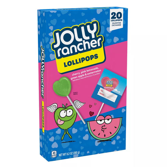 Jolly Rancher Valentine's Day Assorted Fruit Candy Lollipops - 9.2oz/20ct