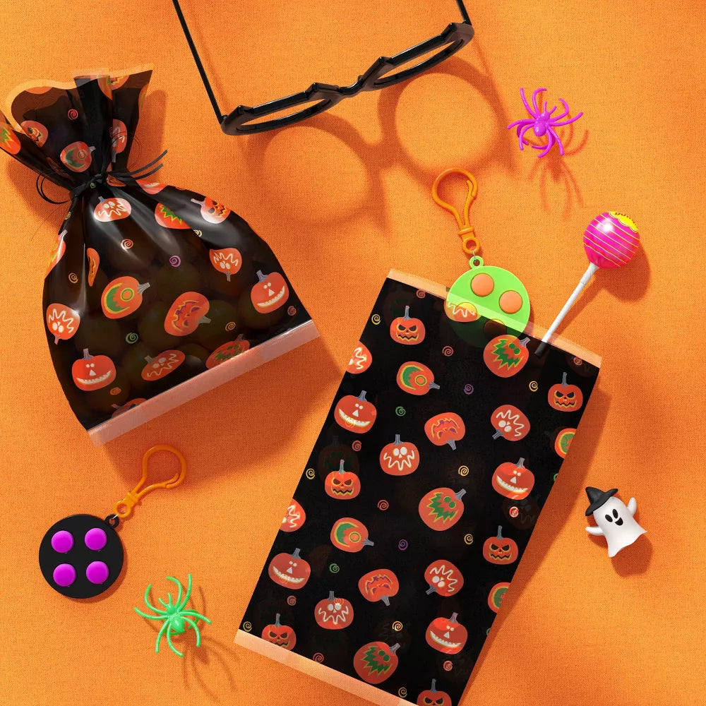 Paquete de 12 calabazas en bolsa de celofán, recuerdo de fiesta sin dulces para pedir dulces