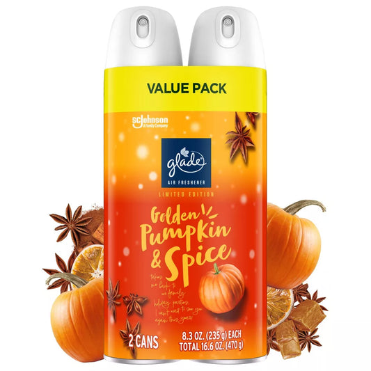 Glade Aerosol Room Spray Air Freshener - Golden Pumpkin & Spice - 16.6oz/2pk
