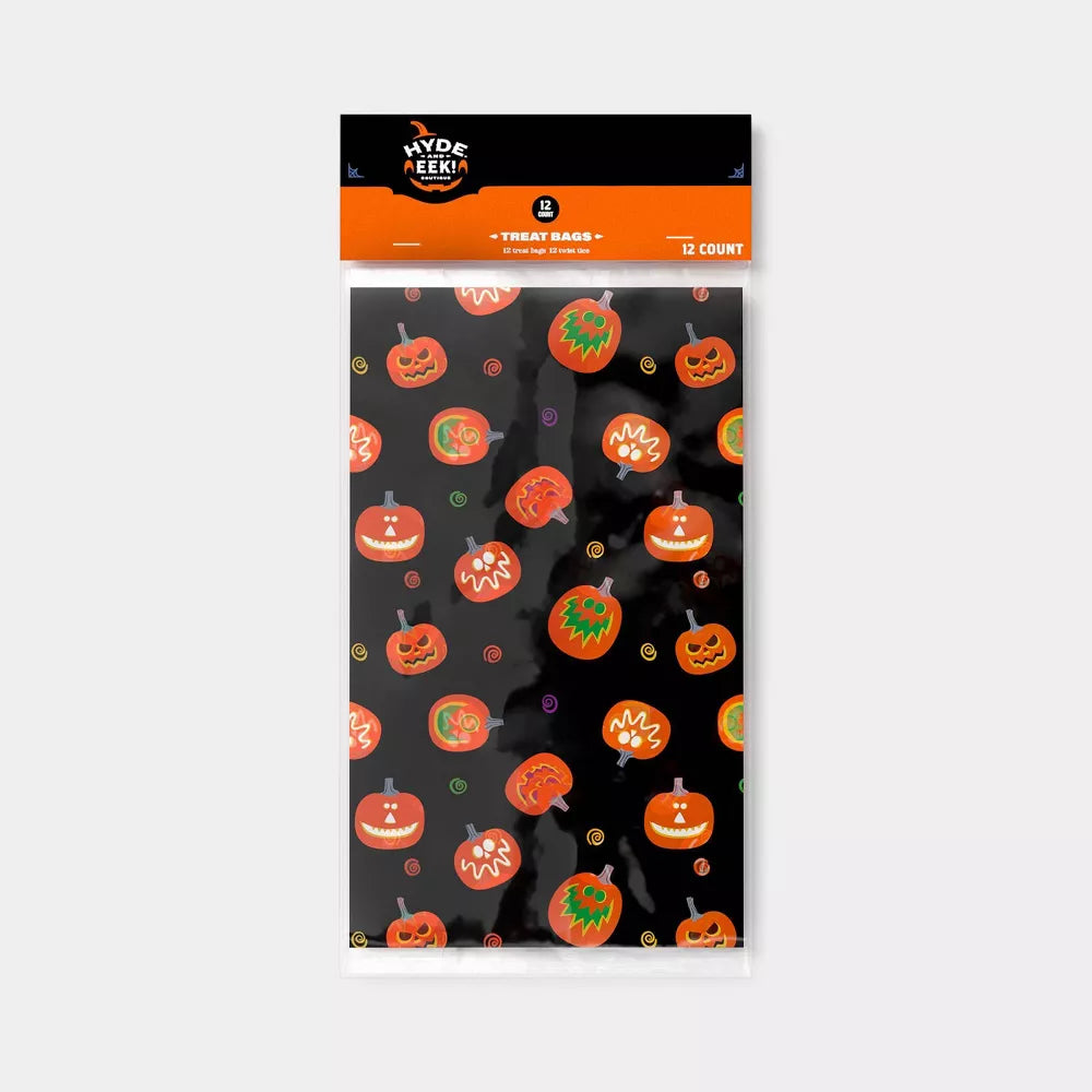 Paquete de 12 calabazas en bolsa de celofán, recuerdo de fiesta sin dulces para pedir dulces