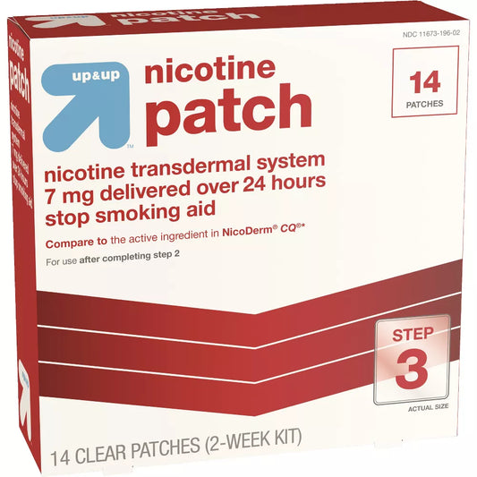 Nicotine Stop Smoking Aid Clear Patches Step 3 - 14ct - 7mg Parches Nicotina