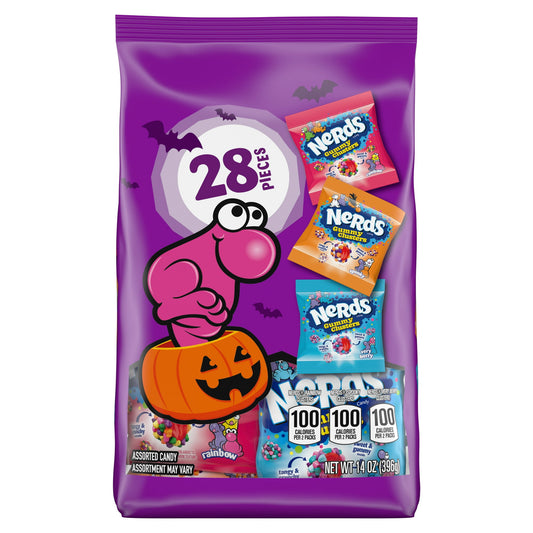 Nerds Gummy Clusters Bolsa Variada de Truco O Trato, Espeluznante, Arcoíris, Muy Baya, Dulces de Halloween, 28 Piezas, 14 Onzas