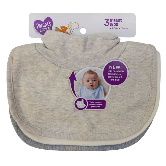 Parents Choice 3 Pk. Mock Neck Bib Set