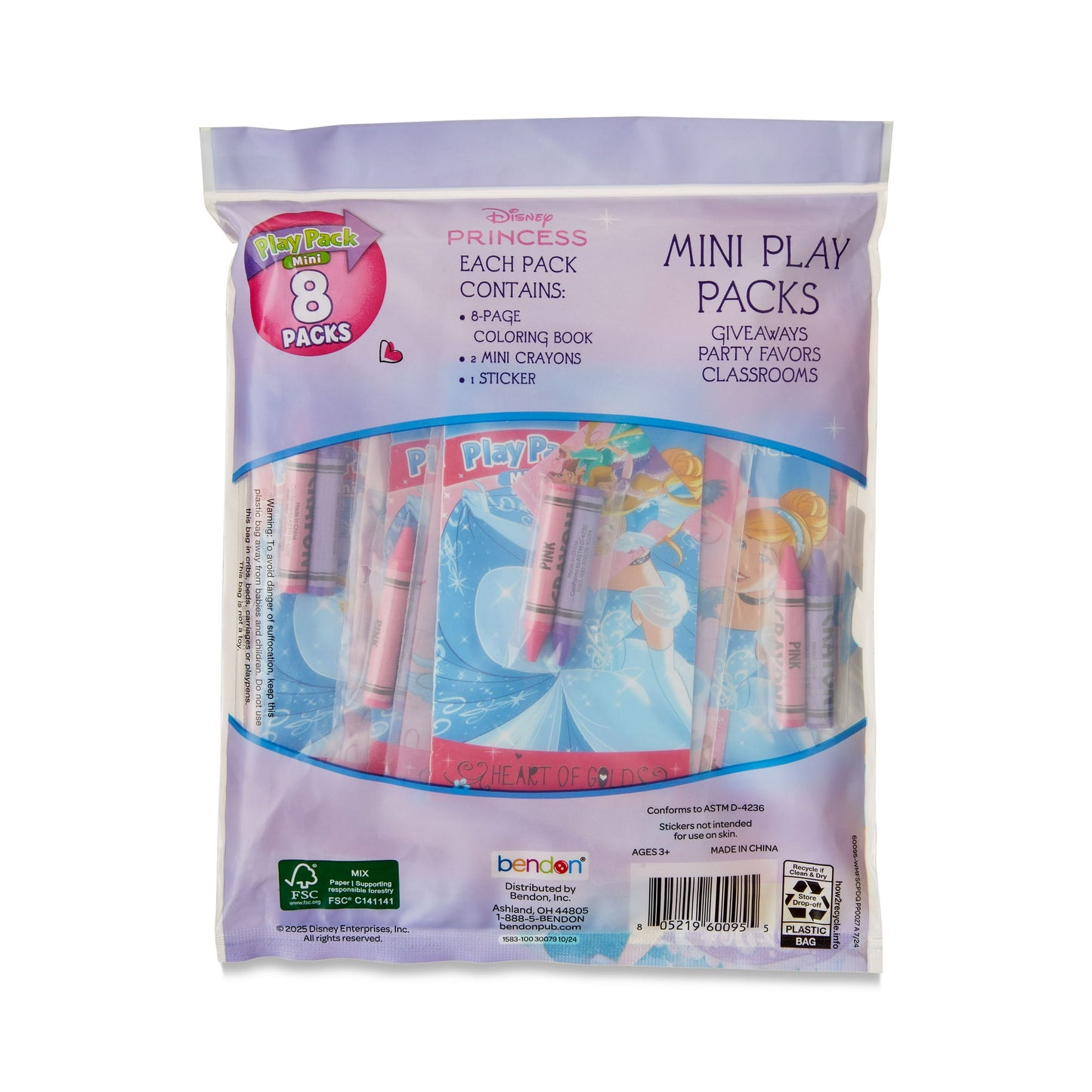 Pack de MINI Juego de San Valentín DISNEY PRINCESS 8Uds PDQ