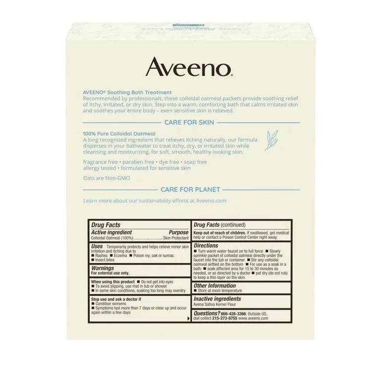 Aveeno Soothing Bath Soak for Eczema, Natural Coloidal Oatmeal, 8 ct.