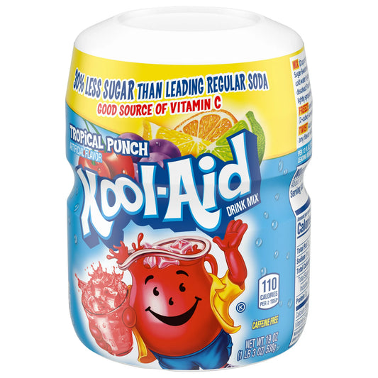 Kool-Aid Sugar Sweetened Tropical Punch Artificially Flavored Powdered Drink Mix, 19 oz. Canister