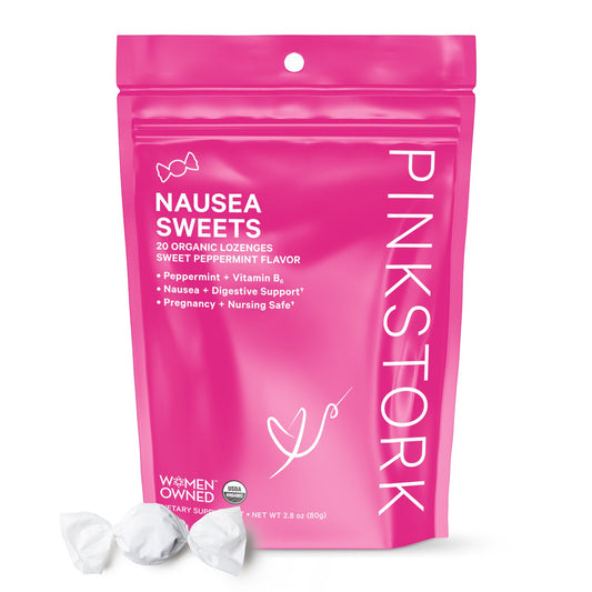 Nausea Sweets: alivio de náuseas + alivio de náuseas matutinas para el embarazo, vitamina B6 + menta, 20 pastillas