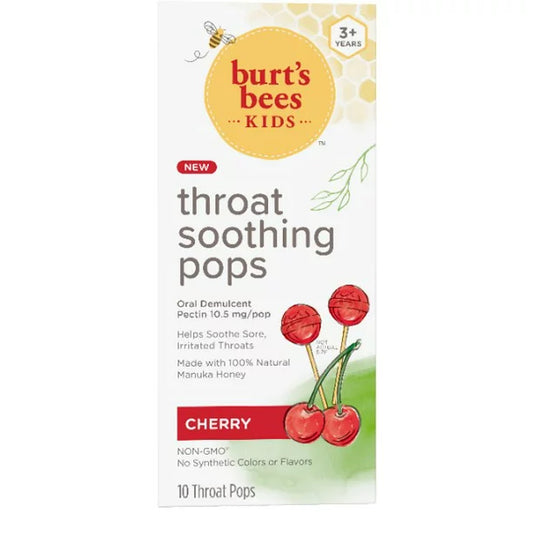 Burt's Bees Kids Soothing Throat Pops, Cherry, 10 Count