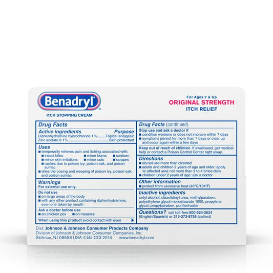 Benadryl Original Strength Itch Relief Cream, Topical Analgesic
